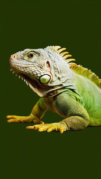 Photo green iguanas pet side view full body isolate on transparency background png