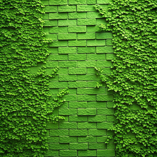 Photo green ivy on a brick wall