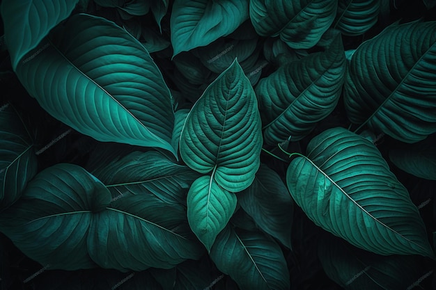 A green leaf background with a dark background