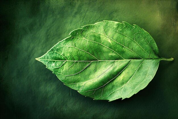 Green leaf on grunge background Nature concept Toned