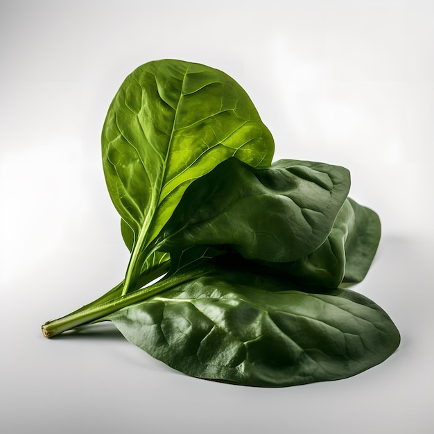 A green leaf is on a white background