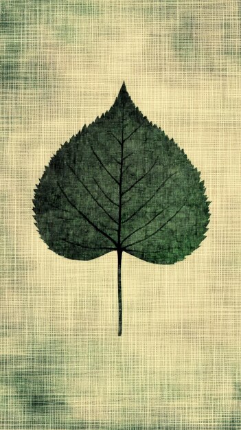 Photo green leaf on linen