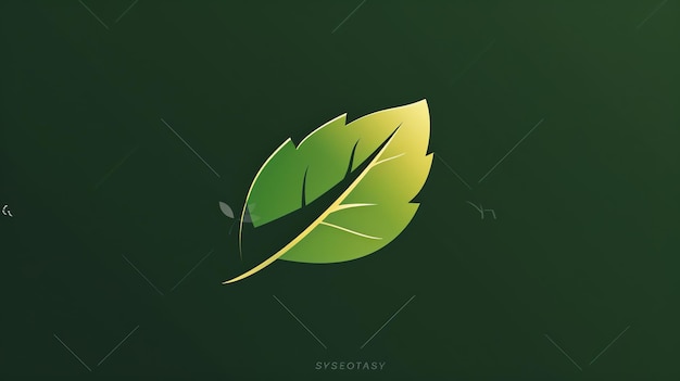 Photo a green leaf logo on a dark green background with a white text overlay