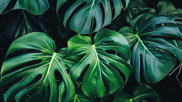 A green leaf of a monstera plant