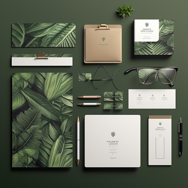 Green Leaf Stationery Mockup Collection