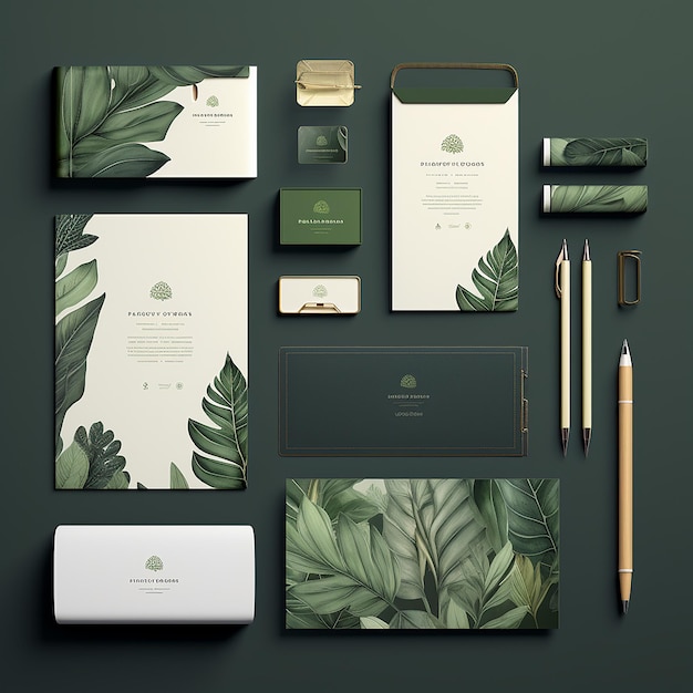 Green Leaf Stationery Mockup Collection