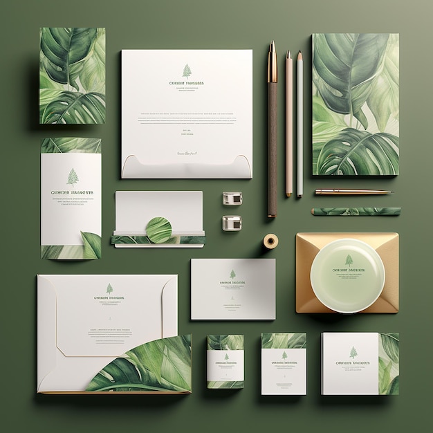 Green Leaf Stationery Mockup Collection