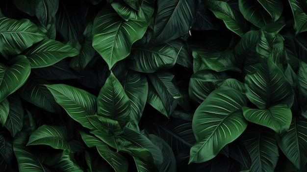 Green leaf texture wallpaper dark background ai generated