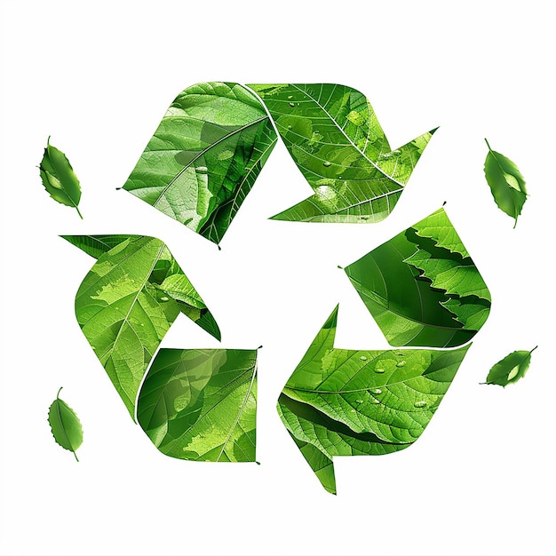 a green leaf that has the word  recycle  on it