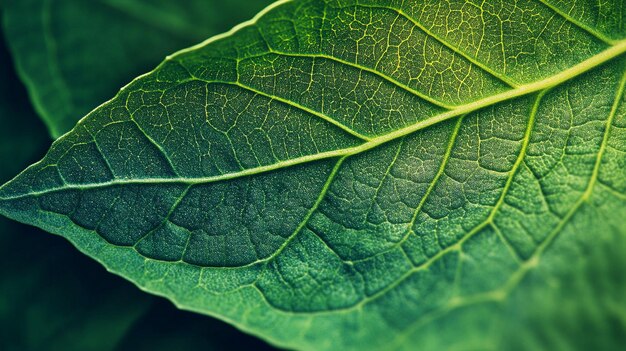 Photo green leaf veins closeup abstract image