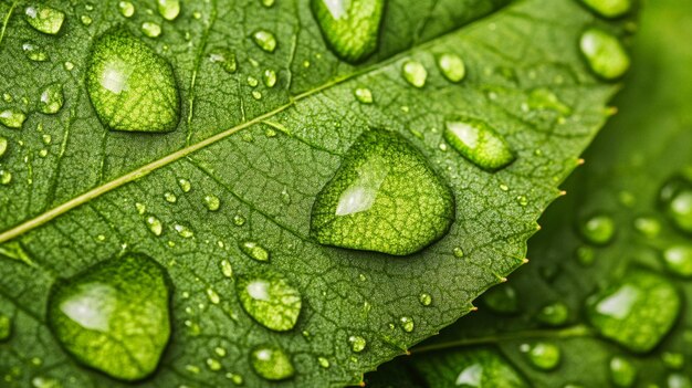 Green Leaf Water Droplets Nature Freshness Image