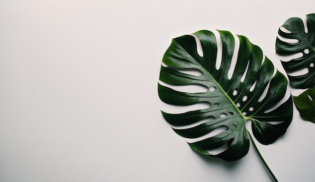 A green leaf on a white background