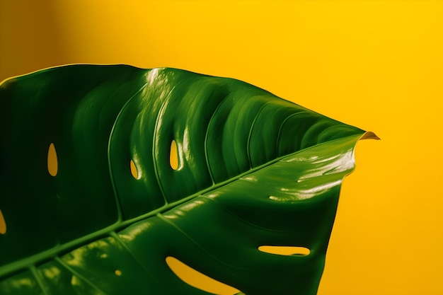 A green leaf with holes in it is shown with holes in it.