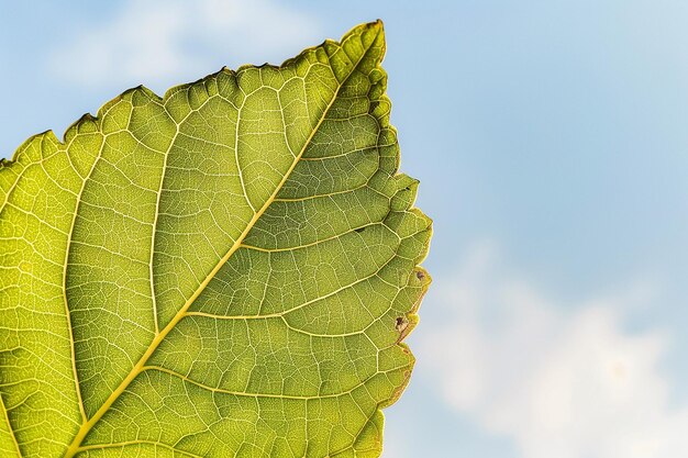 Photo a green leaf with rain drops on it