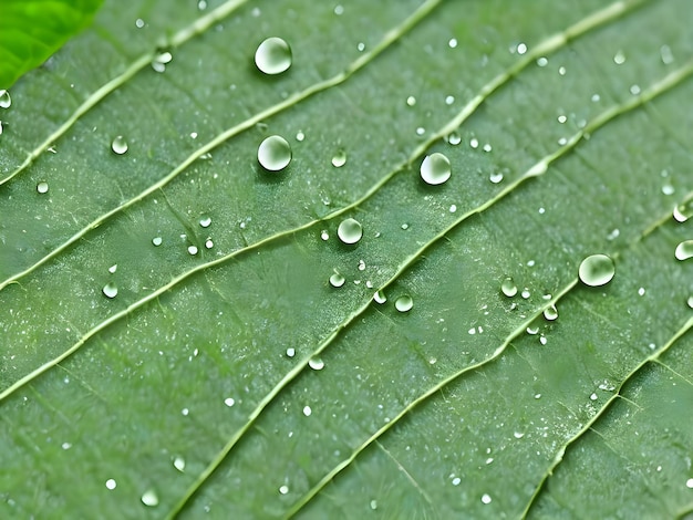 Green leaf with water droplets on it_ai_generated