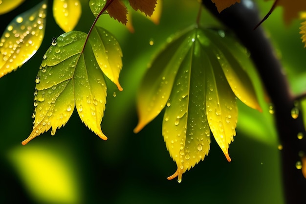 A green leaf with water droplets on it