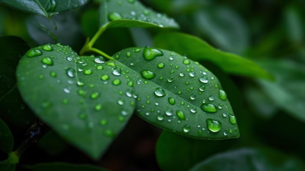 A green leaf with water droplets on it