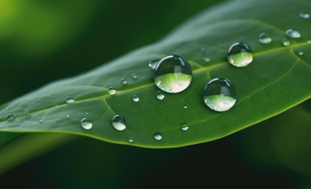 A green leaf with water droplets on it