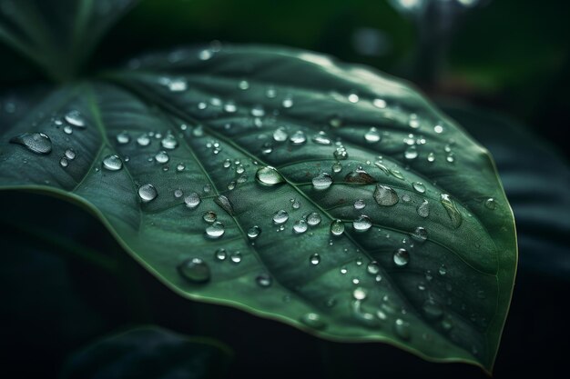 A green leaf with water droplets on it