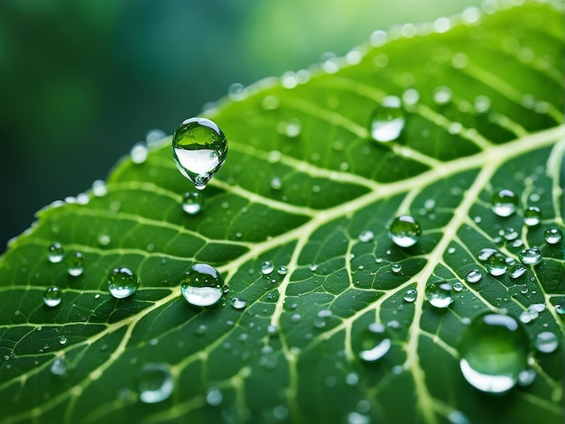 green leaf with water drops green leaf with water drops