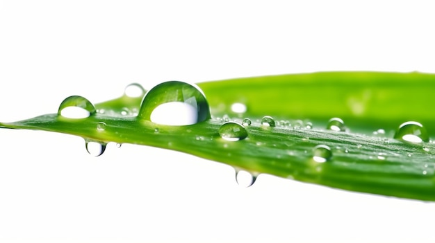 A green leaf with water drops on it