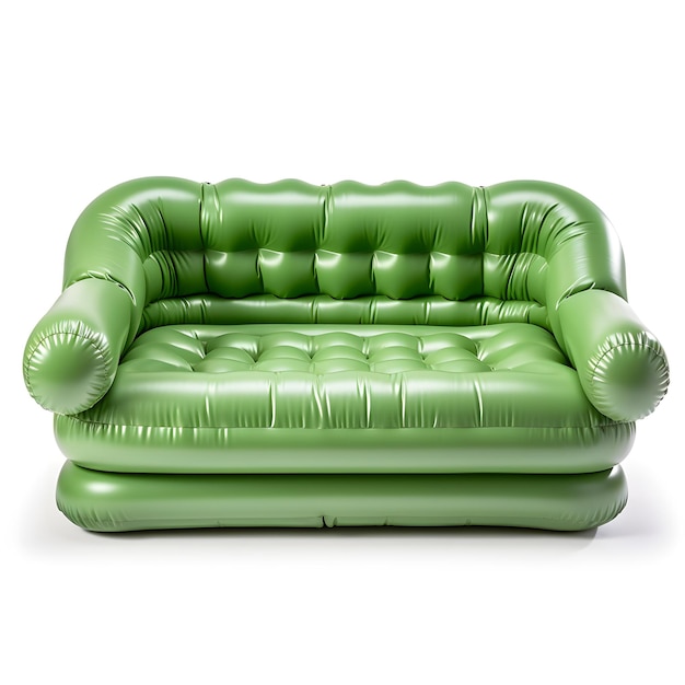 A green leather couch