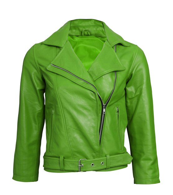 Photo green leather jacket