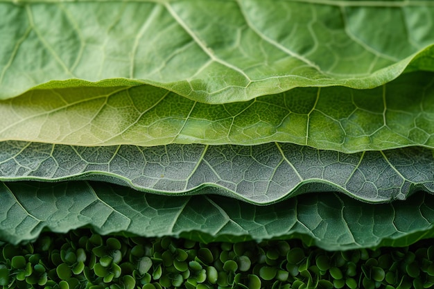 Green leaves of cabbage close up Food background Selective focus