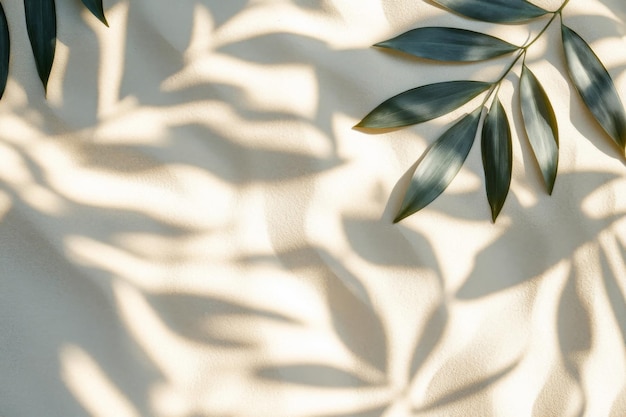 Green Leaves Casting Shadows on a Textured Surface