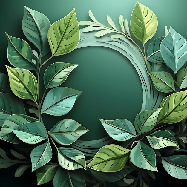 Photo green leaves frame cut out background