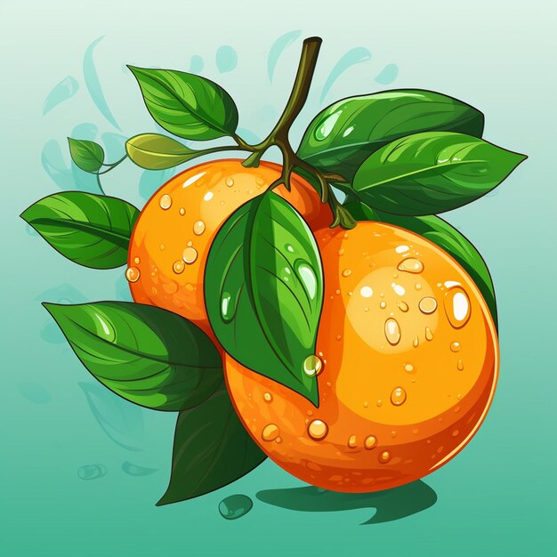 Photo green leaves on orange vector illustration