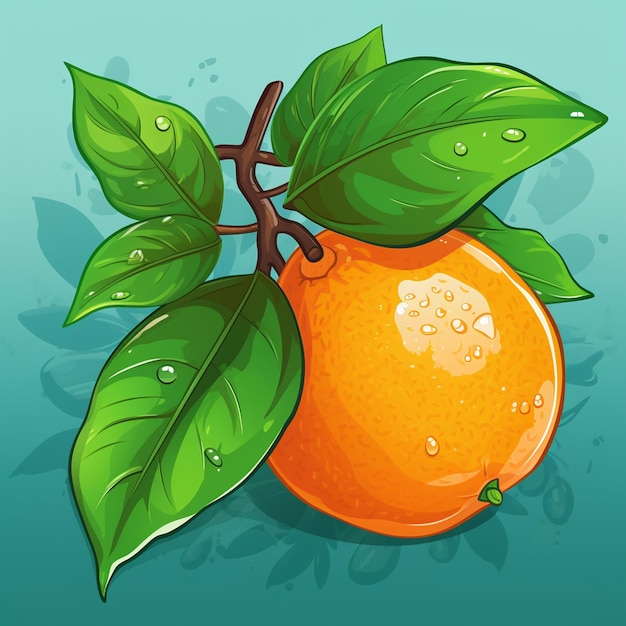 Photo green leaves on orange vector illustration