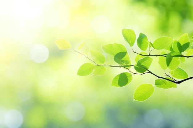 Green leaves in springtime nature background