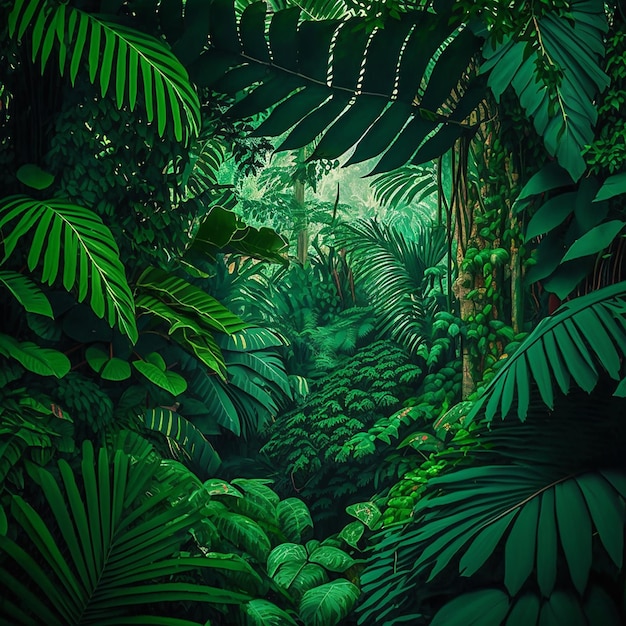 Green Leaves surround jungle background