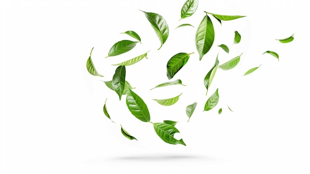 green leaves on a white background with a place for your text