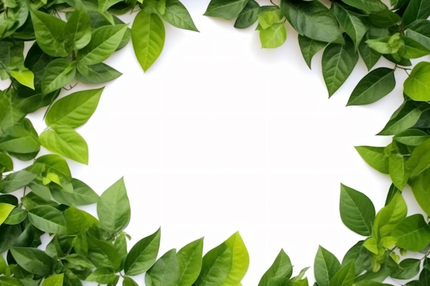 Green leaves on a white background