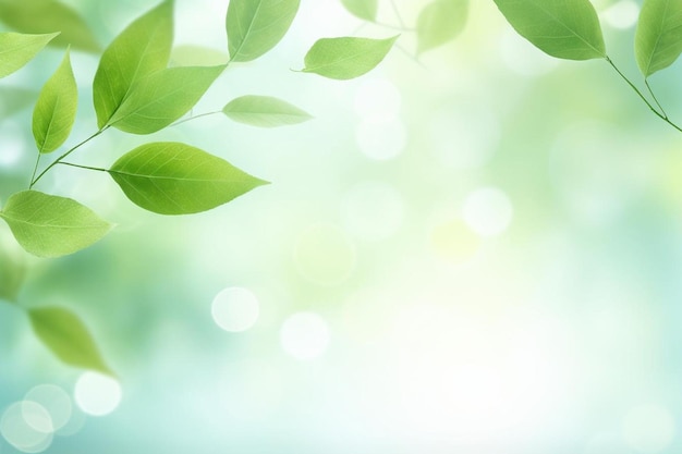 Green leaves with a blurred pattern background