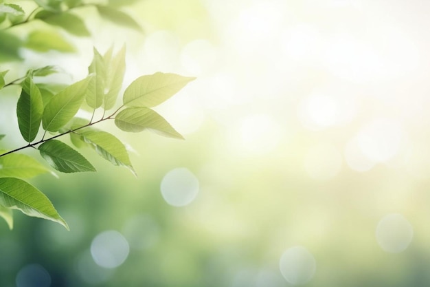 Green leaves with a blurred pattern background