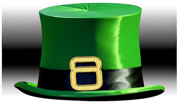 Photo green leprechaun hat with gold shamrock