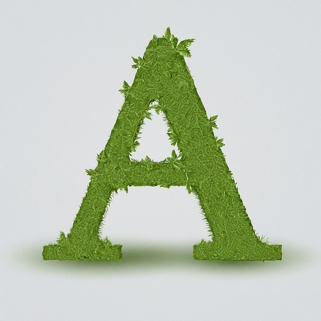 a green letter a is made of grass