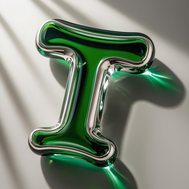 a green letter t that is hanging on a wall