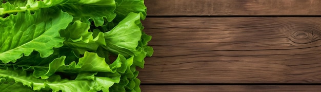 Photo green lettuce leaves on a weathered wood background