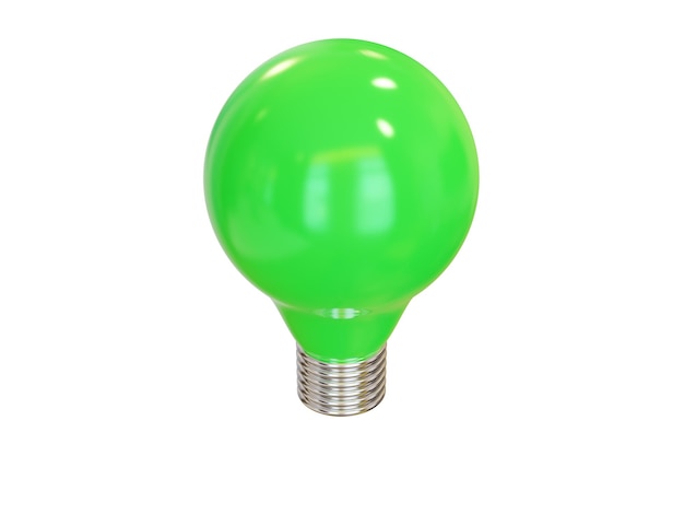 Green light bulb 3d render