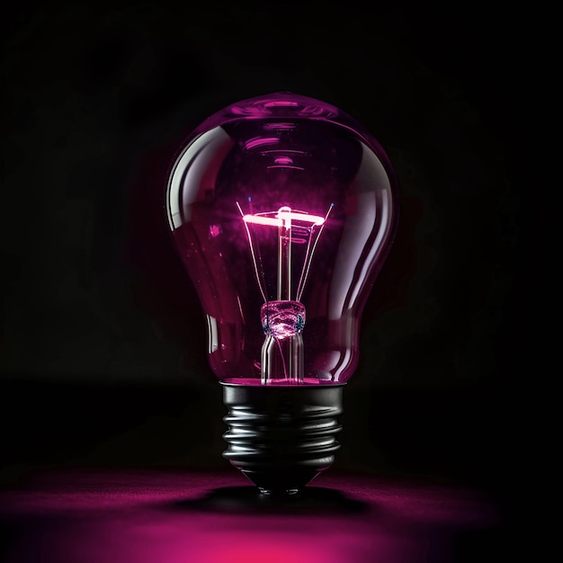 Green light bulb on a black background with copy space 3d rendering