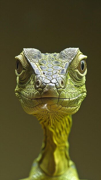 Photo green lizard that is standing on a table