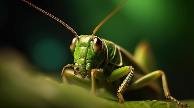 Green locust on Leaf Beautiful locust high contrast