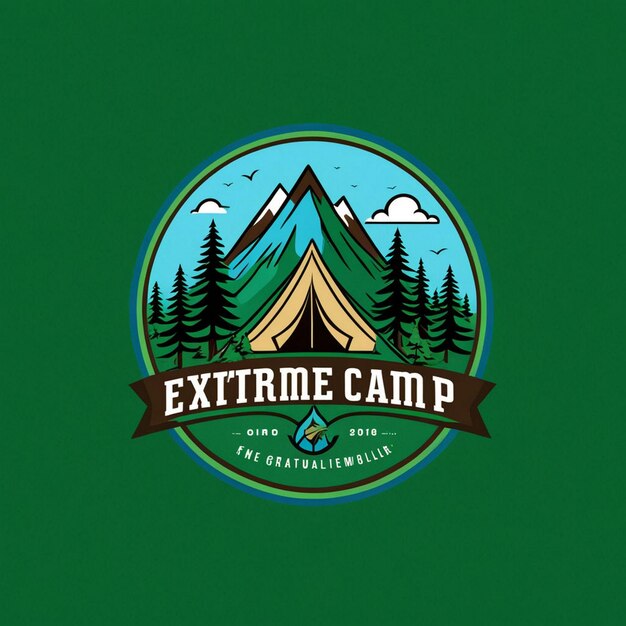 a green logo for the exit camp site