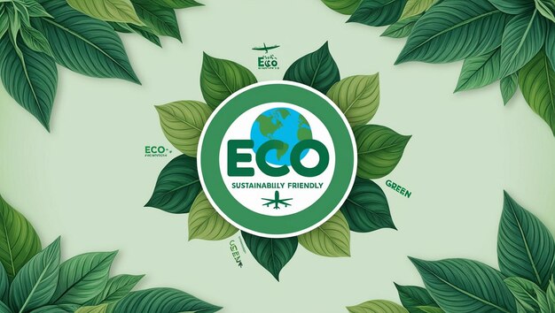 Photo a green logo with green leaves and a green circle with the words eco friendly on it