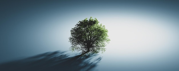 Green lonely tree Nature background single light and shadow