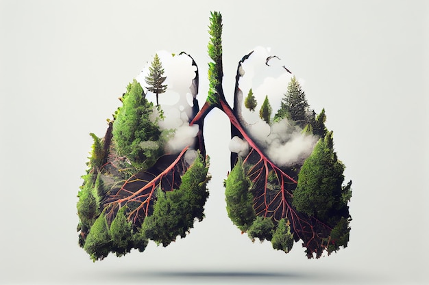 Green Lung illustration for a better World non smoking better health world